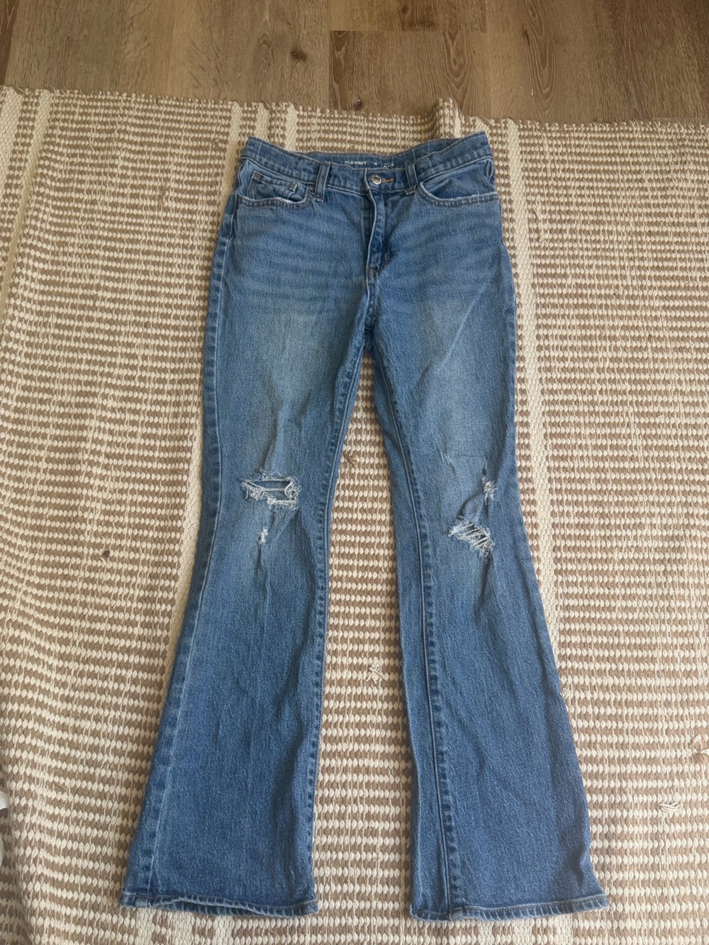 Old Navy Blue Flared Distressed Jeans